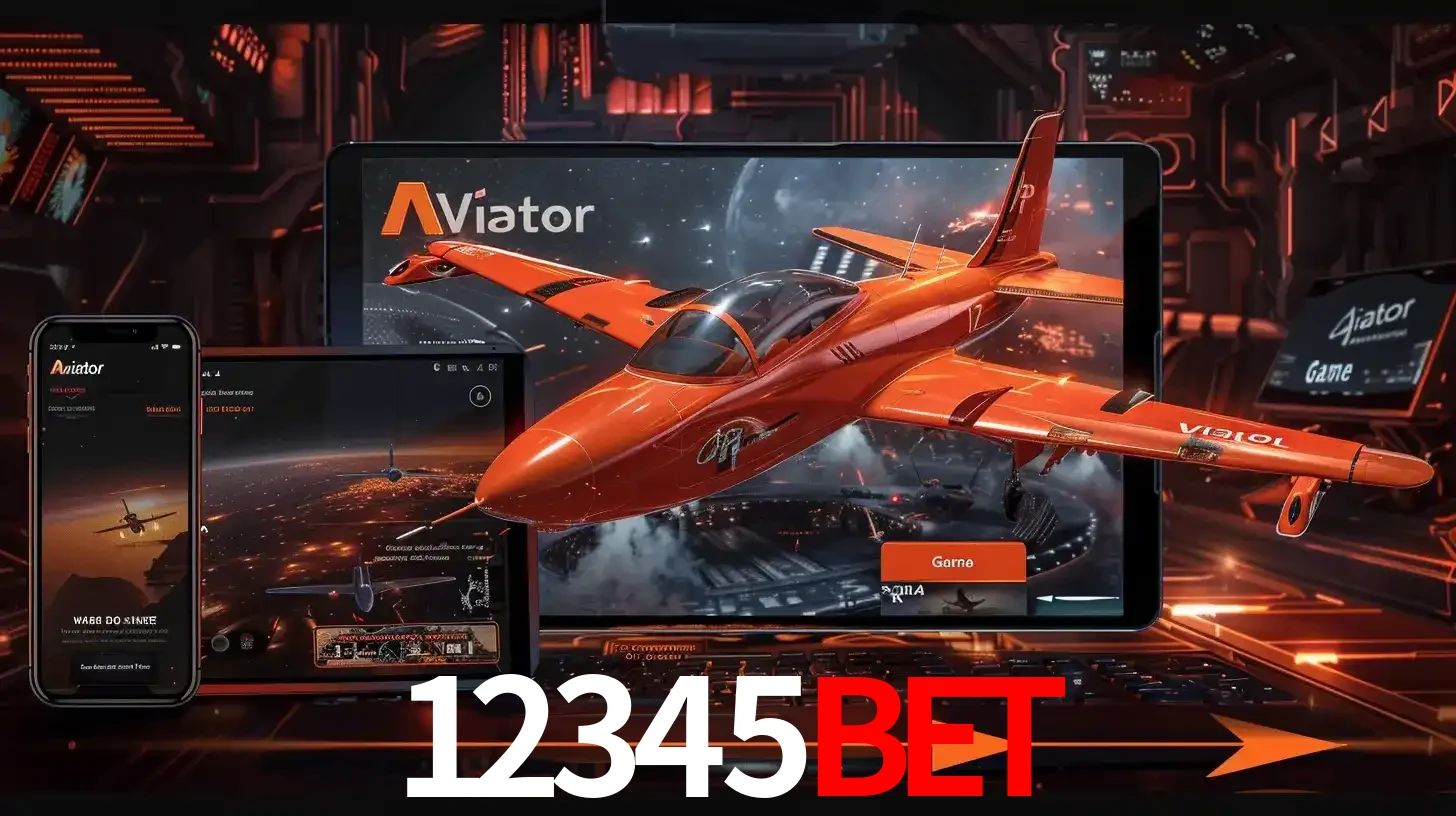 Apresentação tecnológica do jogo Aviator com um avião saindo da tela de um tablet, demonstrando a experiência imersiva em múltiplos dispositivos no 12345bet.