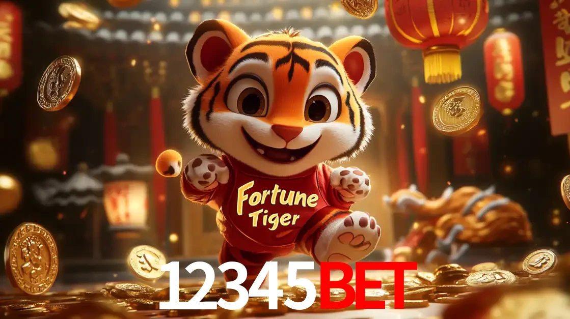 O alegre personagem do Fortune Tiger correndo sobre um caminho de moedas de ouro, simbolizando os grandes prêmios e a diversão do popular jogo de slot do 12345bet.